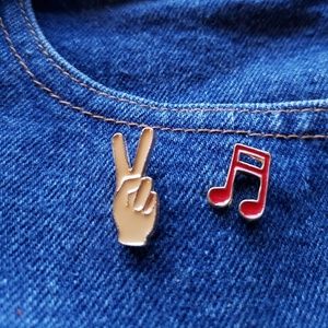 Peace Sign Music Note Enamel Pins